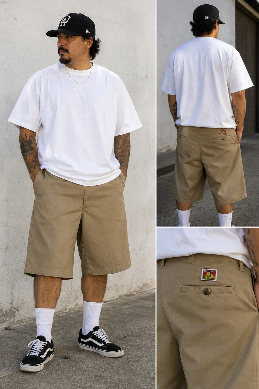 Ben Davis Size 44 Khaki Work Shorts Baggy Skate Cholo OG West Coast